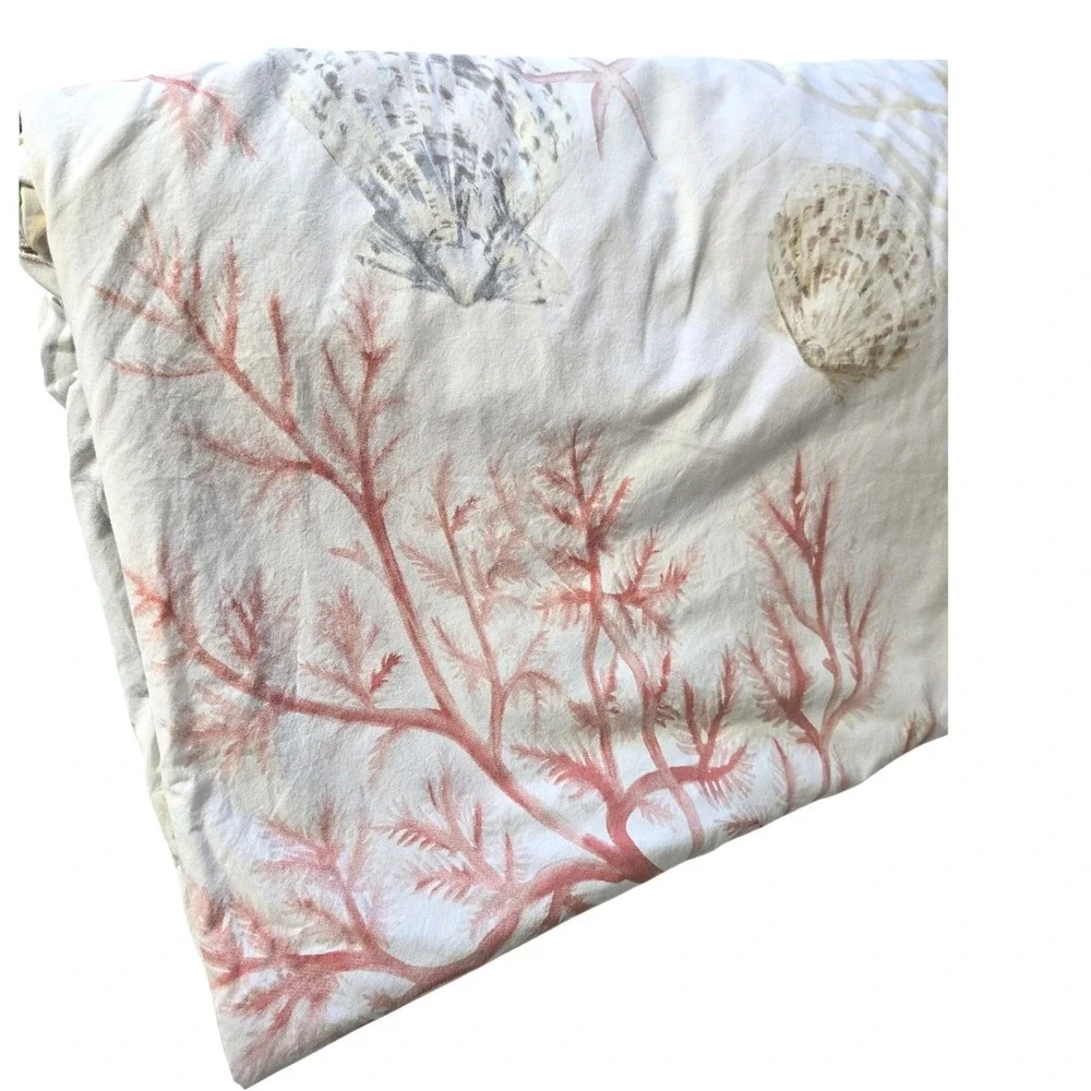 Pottery Barn Atlantic Seashell Duvet Cover Full Queen Coral Beach House